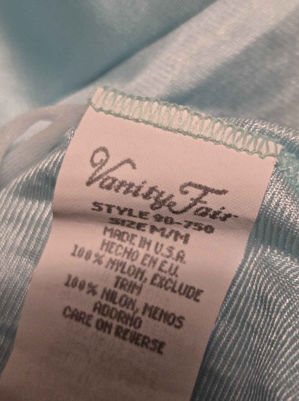 Vanity Fair Light Blue Satin Lace-Trim Nightgown Set - Picture 7 of 8